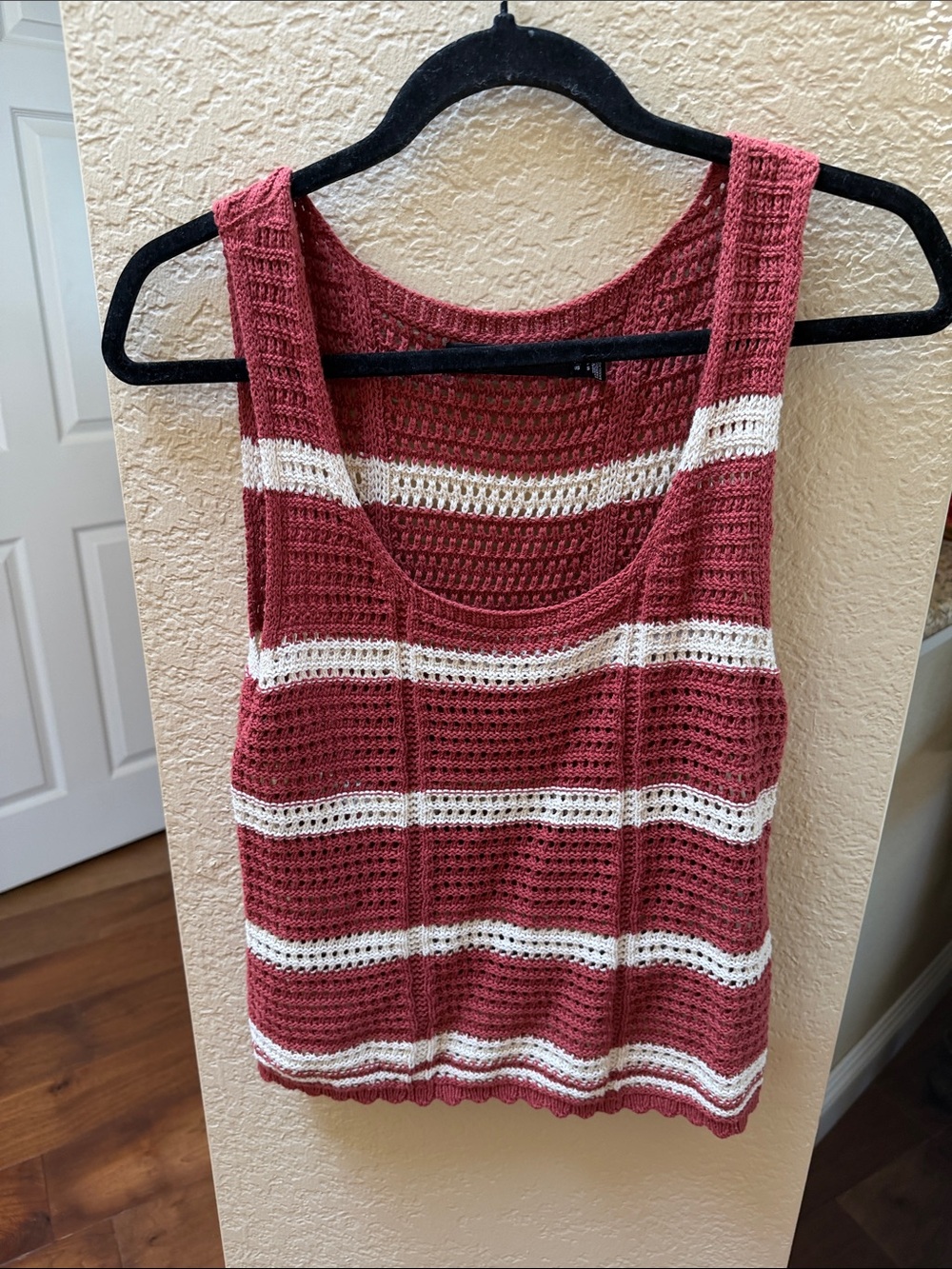 Vero Moda Striped Crochet Tank Top - Rust and Cream